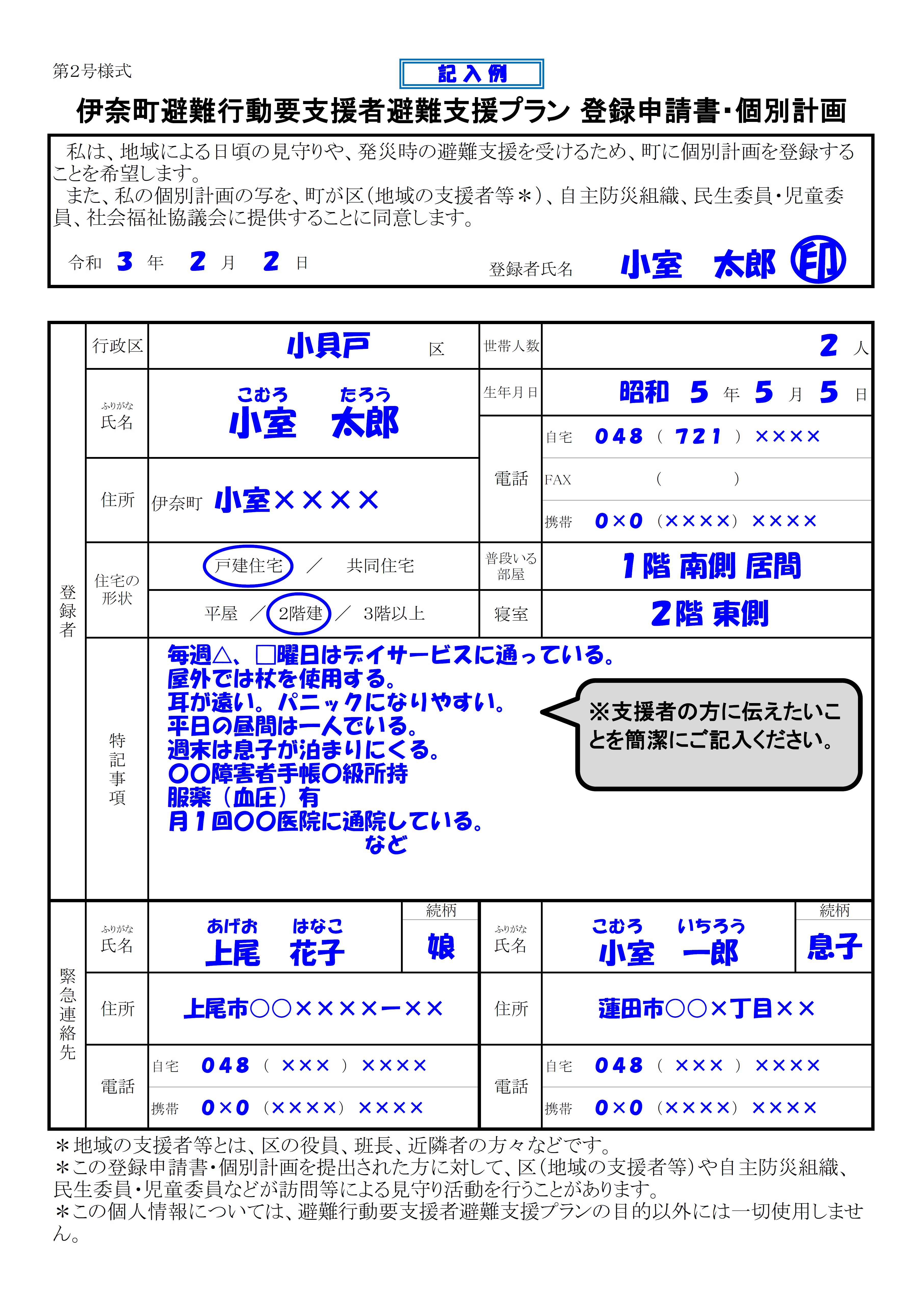 個別計画　記入例