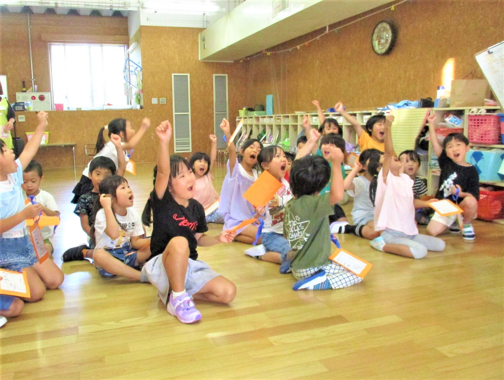 年長児が気合を入れている