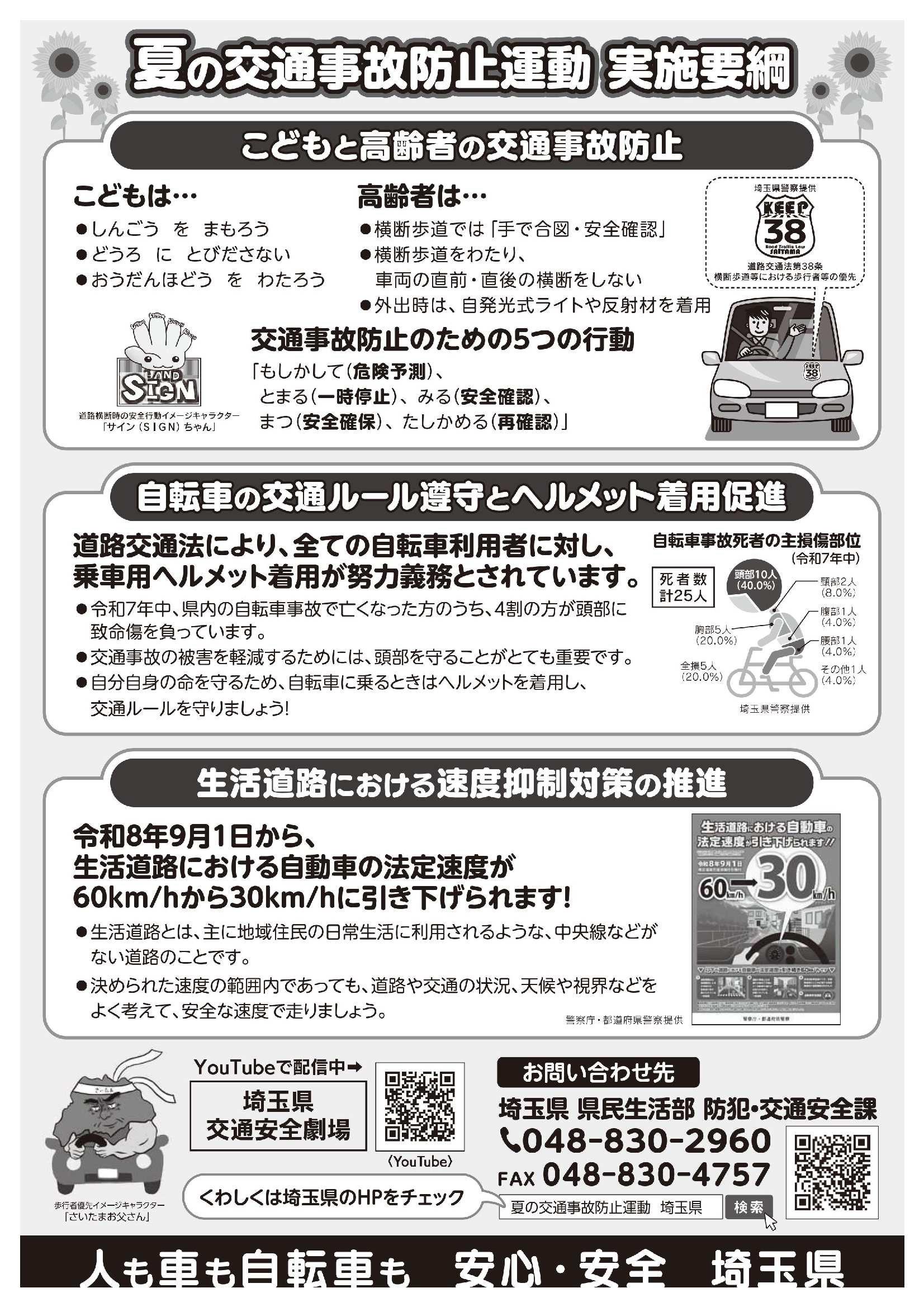 夏の交通事故防止運動チラシ(ウラ面)
